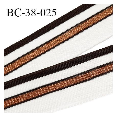 Bord-Côte 38 mm bord cote jersey maille synthétique couleur naturel marron et orange brillant largeur 3.8 cm prix à la pièce
