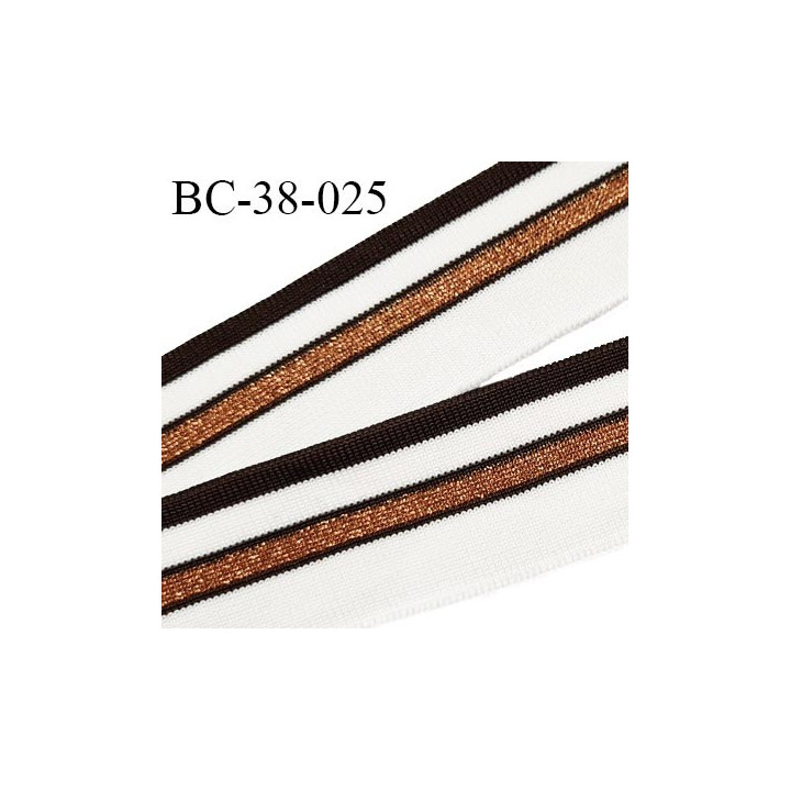 Bord-Côte 38 mm bord cote jersey maille synthétique couleur naturel marron et orange brillant largeur 3.8 cm prix à la pièce