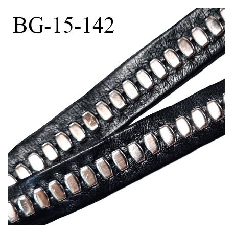 Galon ruban 15 mm en simili cuir couleur noir et clous couleur chrome largeur 15 mm prix au mètre