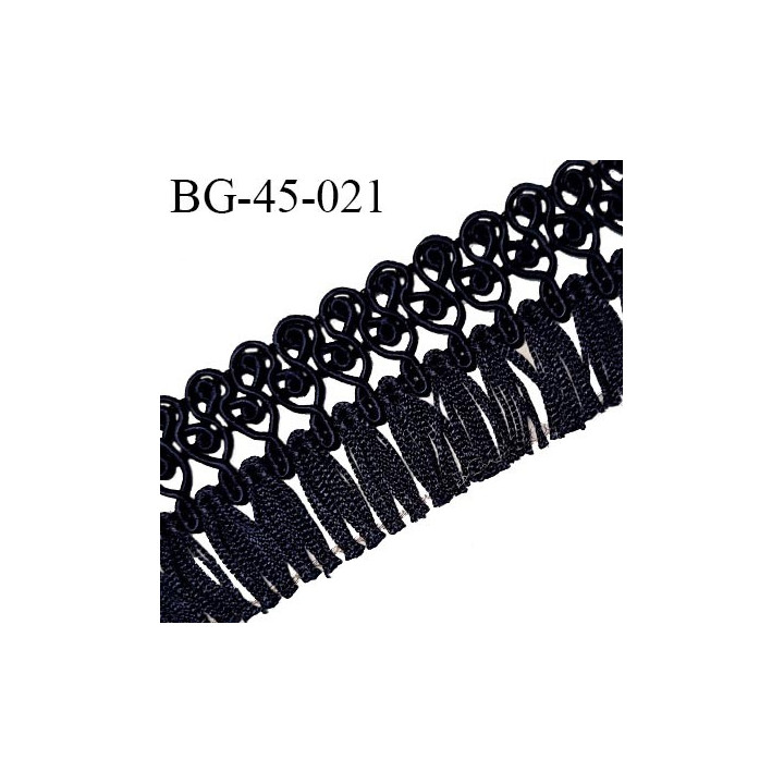 Galon franges 45 mm couleur noir largeur bande 25 mm + 20 mm de franges prix au mètre