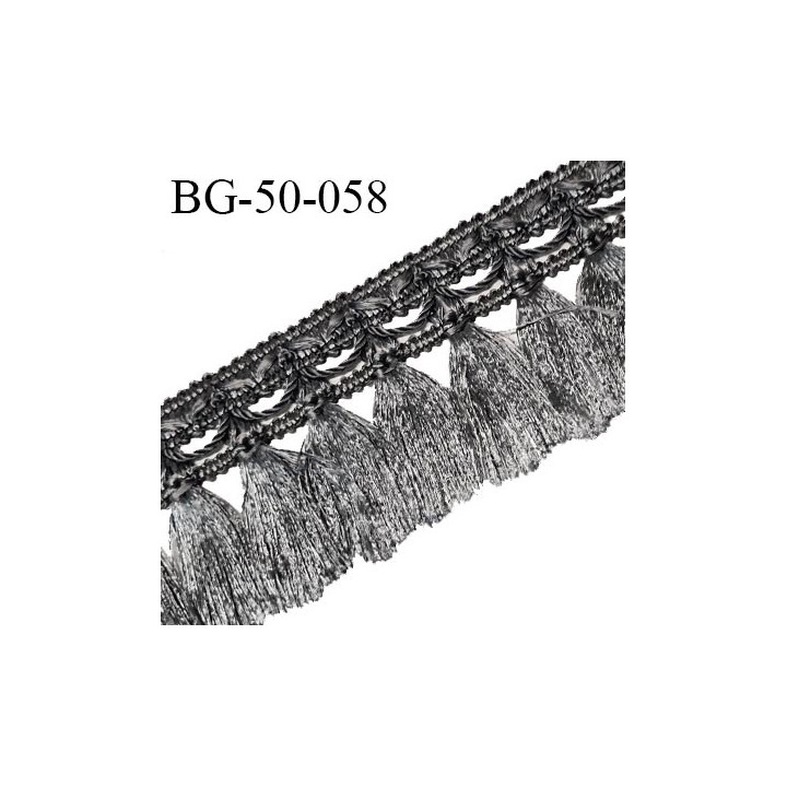 Galon franges 50 mm couleur gris largeur bande 10 mm + 40 mm de franges prix au mètre