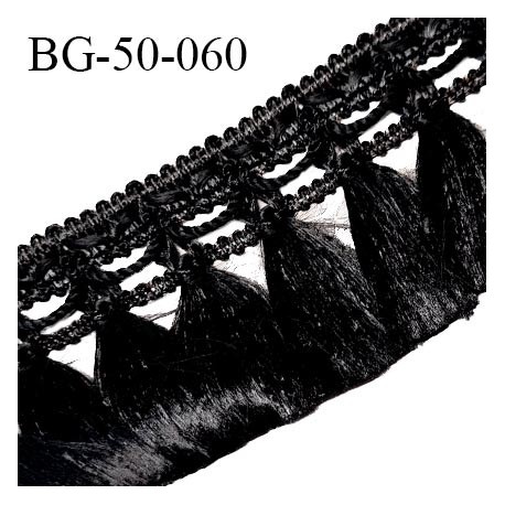 Galon franges 50 mm couleur noir largeur bande 10 mm + 40 mm de franges prix au mètre