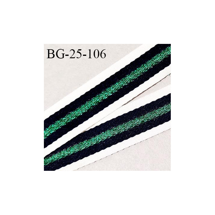Galon ruban 25 mm souple couleur naturel bleu marine et vert pailleté largeur 25 mm prix au mètre