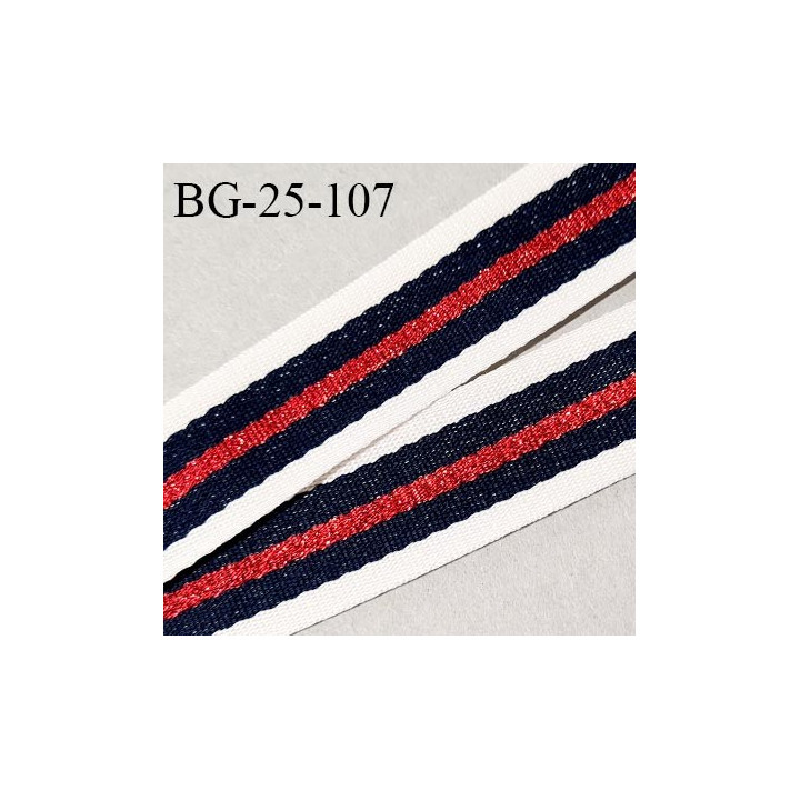 Galon ruban 25 mm souple couleur naturel bleu marine et rouge pailleté largeur 25 mm prix au mètre