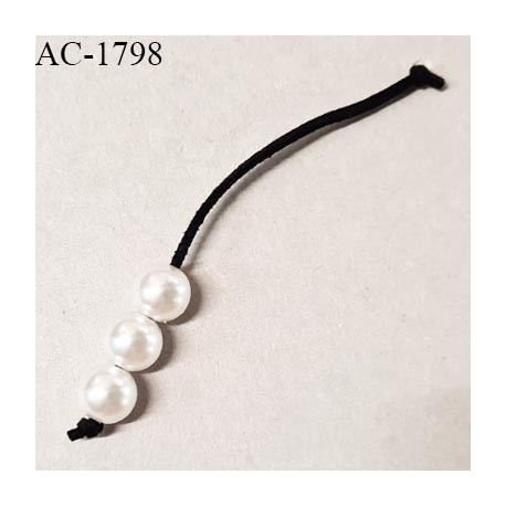Décor trois perles 12 mm sur cordon noir longueur 10 cm prix à la pièce