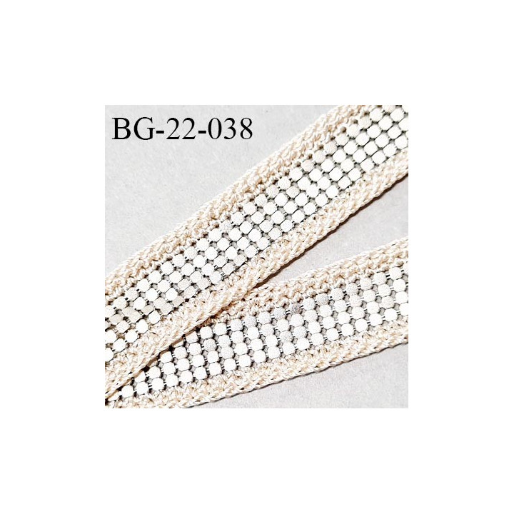 Galon ruban 22 mm couleur beige et argenté largeur 22 mm prix au mètre