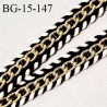 Galon chainette couleur doré sur coton tressé couleur noir et naturel largeur 15 mm prix au mètre