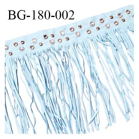 Galon ruban frange 18 cm couleur bleu ciel largeur de la bande 30 mm + 150 mm de franges prix au mètre