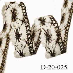 Dentelle 20 mm crochets couleur blanc et or vieilli largeur 20 mm prix au mètre