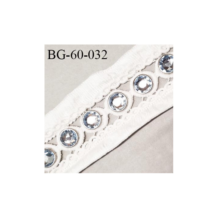 Galon ruban 60 mm couleur naturel avec strass largeur 60 mm prix au mètre