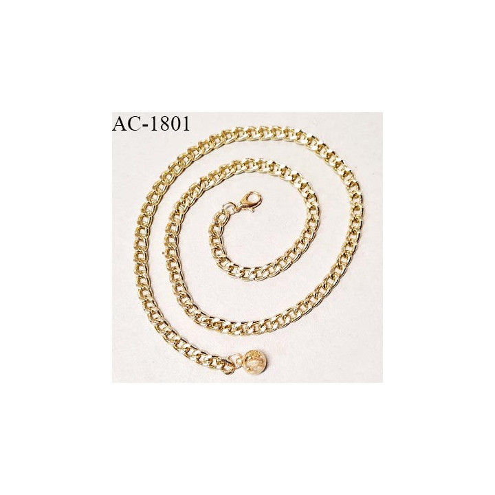 Collier chaîne couleur doré longueur 60 cm largeur des mailles 8 mm prix à la pièce