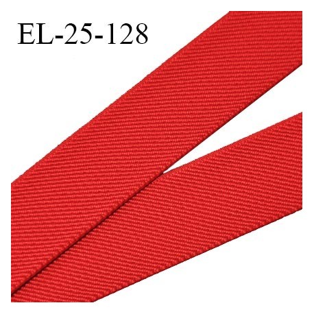 Elastique 25 mm couleur rouge bonne élasticité allongement +130% largeur 25 mm prix au mètre