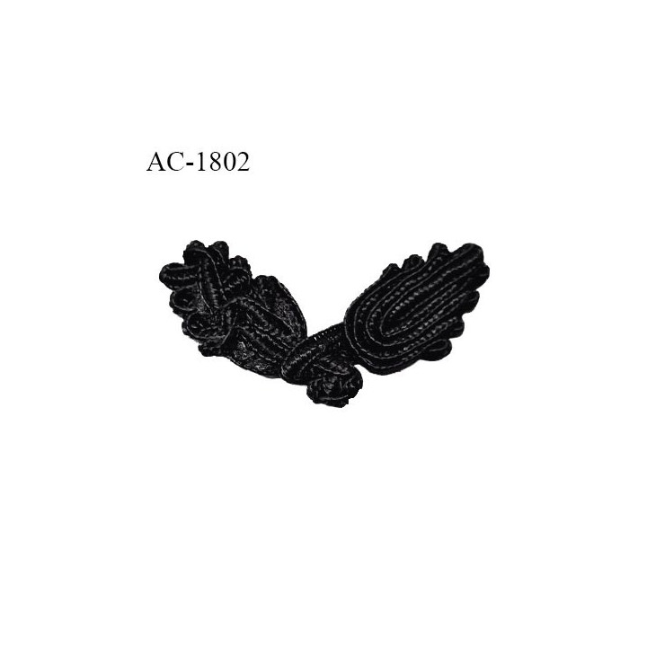 Brandebourg décor lingerie couleur noir longueur 7 cm largeur 2 cm prix à la pièce composée de 2 éléments