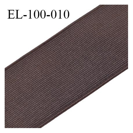 Elastique plat 100 mm couleur marron brodé sur les bords forte élasticité allongement +30% largeur 100 mm prix au mètre