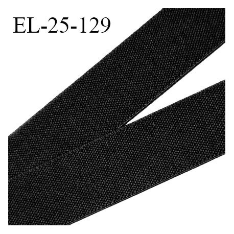 Elastique plat 25 mm tissé serré couleur noir fabrication française bonne élasticité prix au mètre