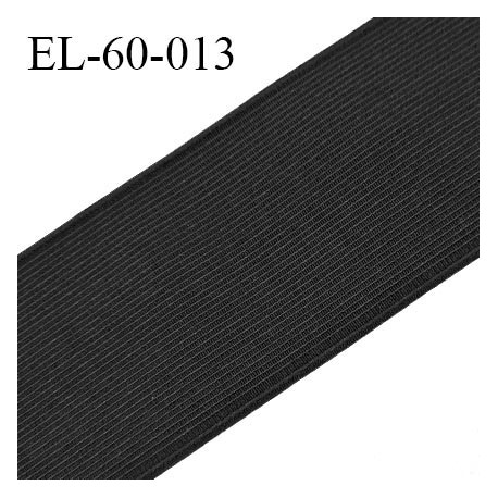 Elastique plat 60 mm couleur noir brodé sur les bords forte élasticité allongement +60% largeur 60 mm prix au mètre