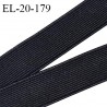 Elastique 20 mm plat brodé très belle qualité couleur noir semi rigide bonne élasticité allongement +90% prix au mètre