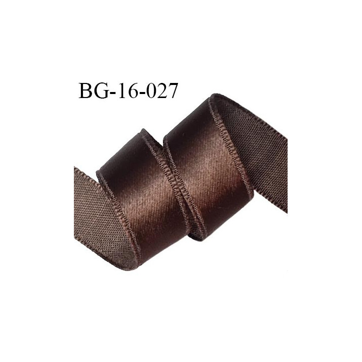 Galon ruban 16 mm satin sur une face couleur marron brillant fabriqué en France largeur 16 mm prix au mètre