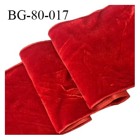 Galon ruban velours 80 mm couleur rouge avec reflets largeur 80 mm fabriqué en France prix au mètre
