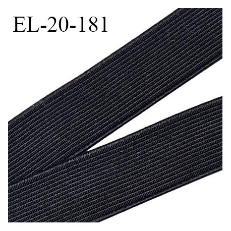 Elastique 20 mm plat brodé très belle qualité couleur noir élastique souple allongement +140% largeur 20 mm prix au mètre