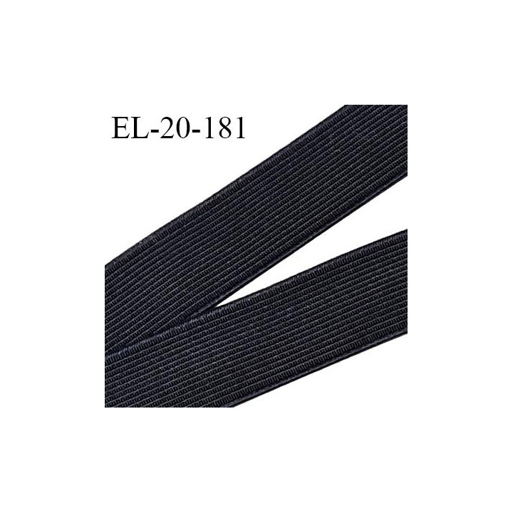 Elastique 20 mm plat brodé très belle qualité couleur noir élastique souple allongement +140% largeur 20 mm prix au mètre