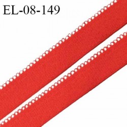 Elastique picot 8 mm haut de gamme couleur rouge orangé doux au toucher largeur 8 mm fabriqué en France prix au mètre