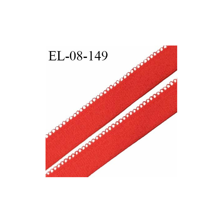 Elastique picot 8 mm haut de gamme couleur rouge orangé doux au toucher largeur 8 mm fabriqué en France prix au mètre