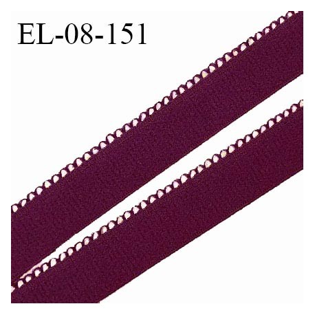Elastique picot 8 mm haut de gamme couleur prune doux au toucher largeur 8 mm fabriqué en France prix au mètre