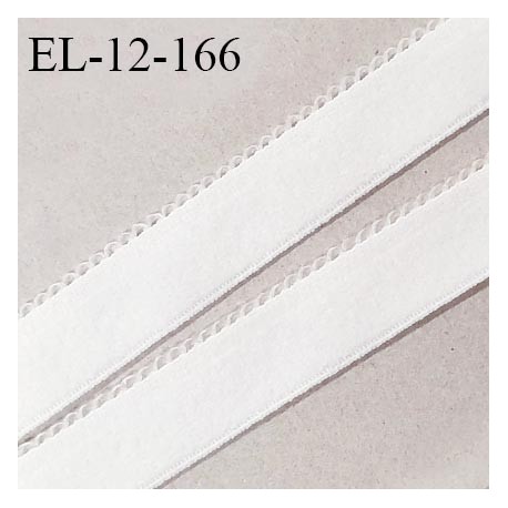 Elastique picot 12 mm lingerie haut de gamme couleur blanc rosé fabriqué en France largeur 12 mm + 2 mm picots prix au mètre