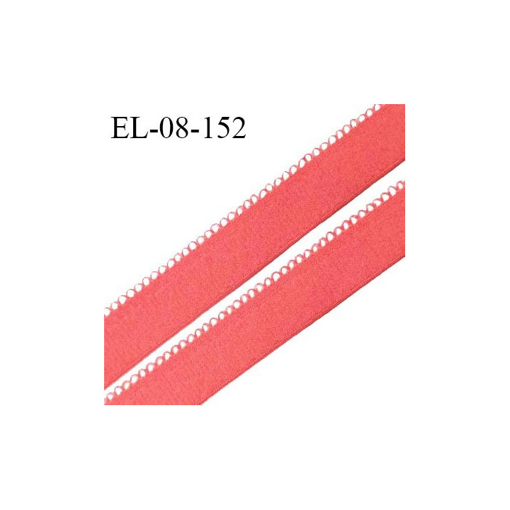 Elastique picot 8 mm haut de gamme couleur rose corail doux au toucher largeur 8 mm fabriqué en France prix au mètre