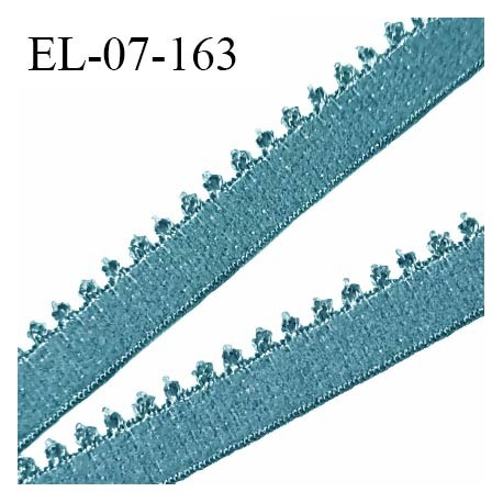 Elastique picot 7 mm lingerie couleur bleu turquoise largeur 7 mm haut de gamme fabriqué en France prix au mètre
