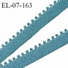 Elastique picot 7 mm lingerie couleur bleu turquoise largeur 7 mm haut de gamme fabriqué en France prix au mètre