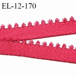 Elastique picot 12 mm lingerie couleur rose fraise largeur 12 mm haut de gamme fabriqué en France prix au mètre