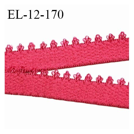 Elastique picot 12 mm lingerie couleur rose fraise largeur 12 mm haut de gamme fabriqué en France prix au mètre