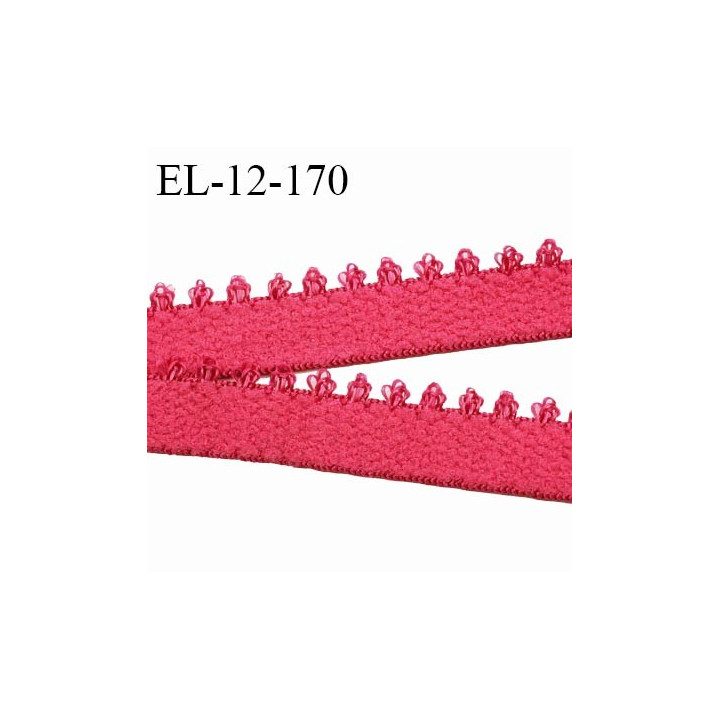 Elastique picot 12 mm lingerie couleur rose fraise largeur 12 mm haut de gamme fabriqué en France prix au mètre