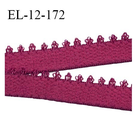Elastique picot 12 mm lingerie couleur bordeaux largeur 12 mm haut de gamme fabriqué en France prix au mètre