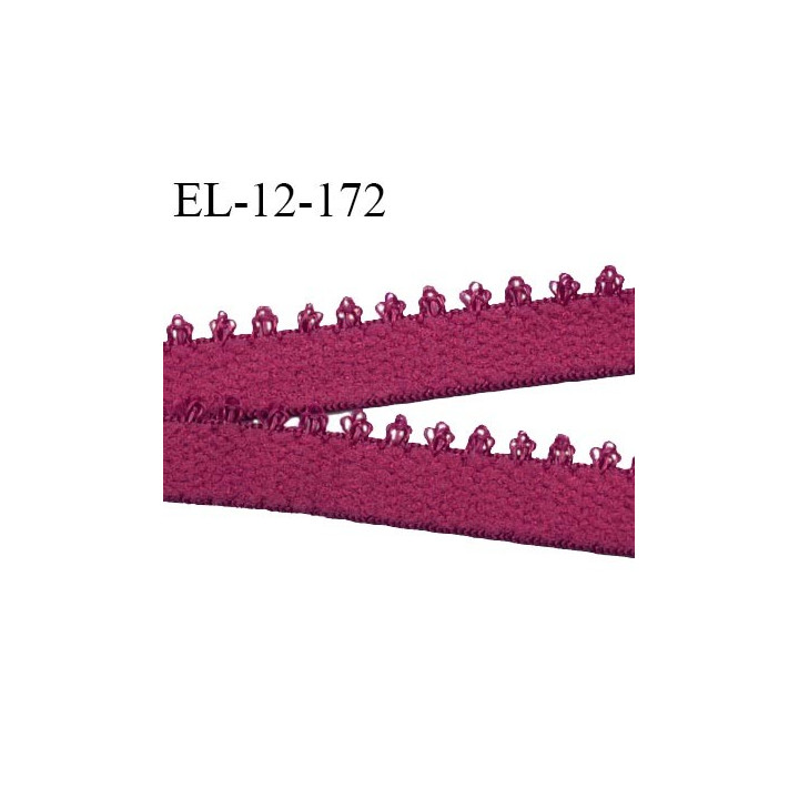 Elastique picot 12 mm lingerie couleur bordeaux largeur 12 mm haut de gamme fabriqué en France prix au mètre