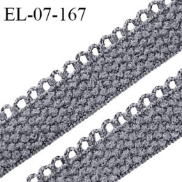 Elastique lingerie 7 mm + 2 mm picots couleur gris bleuté grande marque fabriqué en France largeur 7 mm + 2 prix au mètre