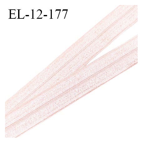 Elastique lingerie 12 mm pré plié haut de gamme couleur rose blush brillant largeur 12 mm fabriqué en France prix au mètre