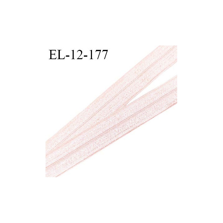Elastique lingerie 12 mm pré plié haut de gamme couleur rose blush brillant largeur 12 mm fabriqué en France prix au mètre