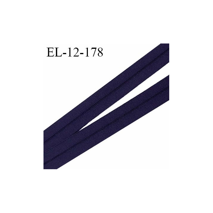 Elastique lingerie 12 mm pré plié haut de gamme couleur bleu marine largeur 12 mm fabriqué en France prix au mètre