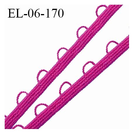 Elastique boutonnière picot 6 mm spécial lingerie haut de gamme couleur pivoine fabriqué en France largeur 6 mm prix au mètre