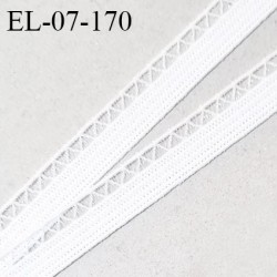 Elastique lingerie 7 mm + 2 mm picots couleur blanc grande marque fabriqué en France largeur 7 mm + 2 prix au mètre