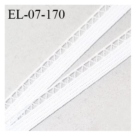 Elastique lingerie 7 mm + 2 mm picots couleur blanc grande marque fabriqué en France largeur 7 mm + 2 prix au mètre