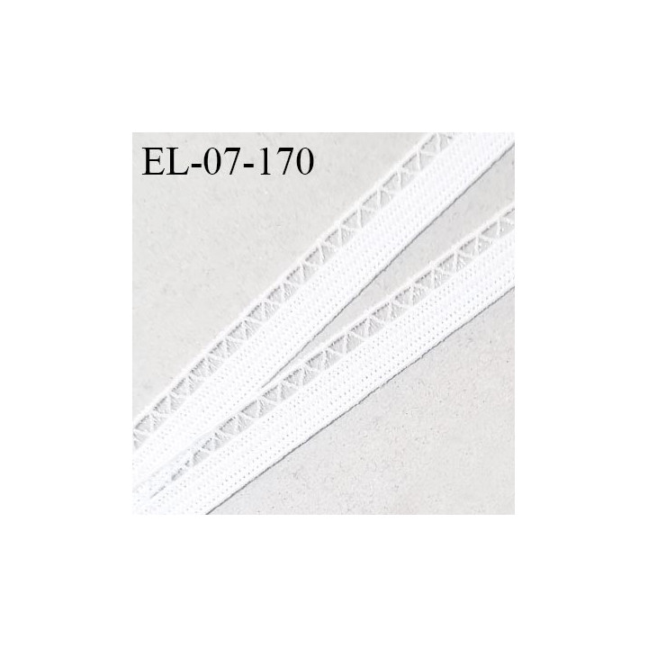 Elastique lingerie 7 mm + 2 mm picots couleur blanc grande marque fabriqué en France largeur 7 mm + 2 prix au mètre