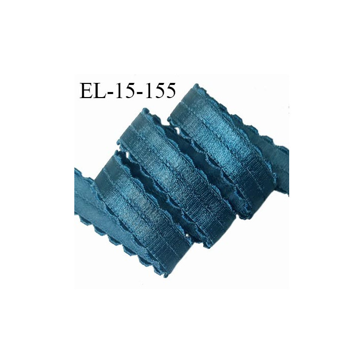 Elastique picot lingerie 15 mm lingerie couleur bleu vert brillant largeur 15 mm allongement +70% prix au mètre
