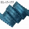 Elastique picot lingerie 15 mm lingerie couleur bleu vert brillant largeur 15 mm allongement +70% prix au mètre