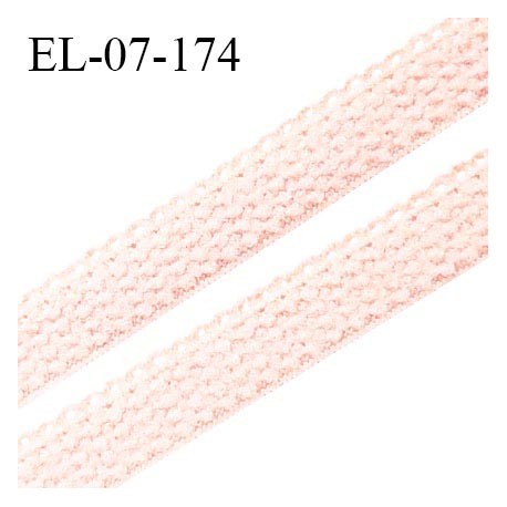 Elastique lingerie 7 mm + 2 mm picots couleur rose craie grande marque fabriqué en France largeur 7 mm + 2 prix au mètre