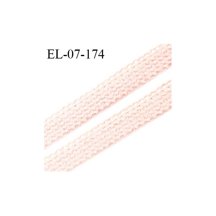 Elastique lingerie 7 mm + 2 mm picots couleur rose craie grande marque fabriqué en France largeur 7 mm + 2 prix au mètre