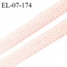 Elastique lingerie 7 mm + 2 mm picots couleur rose craie grande marque fabriqué en France largeur 7 mm + 2 prix au mètre